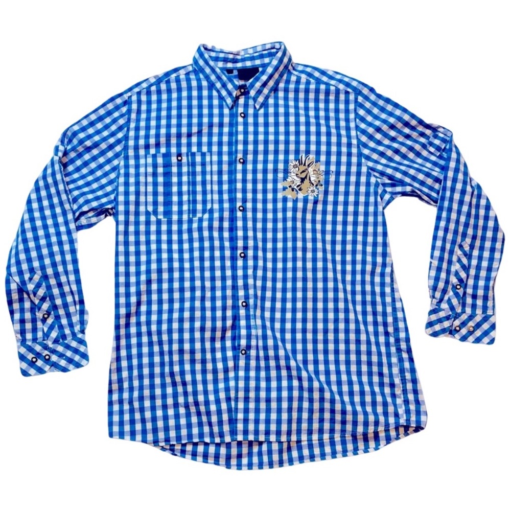 Blue Gingham Button Down “Goat” Shirt